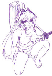 Rule 34 | 1girl, misnon the great, mitsurugi meiya, muv-luv, panties, solo, sword, tank top, underwear, weapon