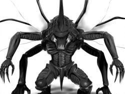 Rule 34 | bug, digimon, digimon (creature), exoskeleton, horns, kabuterimon, no humans, rhinoceros beetle, sharp teeth, solo, teeth