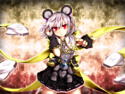 Rule 34 | 1girl, alternate costume, animal ears, female focus, headphones, highres, kazetto, mouse (animal), mouse ears, mouse tail, nazrin, red eyes, skirt, solo, tail, touhou, wrist cuffs