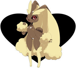 Rule 34 | 1girl, :3, animal ears, animal hands, black sclera, blush, cameltoe, colored sclera, creatures (company), female focus, flat chest, full body, furry, furry female, game freak, gen 4 pokemon, hand up, hatenakayubi, heart, looking at viewer, lopunny, maebari, nintendo, open mouth, pasties, pokemon, pokemon (creature), rabbit ears, rabbit tail, red eyes, simple background, smile, solo, standing, tail, two-tone background