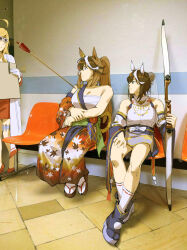 Rule 34 | 3girls, ahoge, animal ears, anshinzawa sasami, arrow (projectile), arrow in body, autumn leaves, bare shoulders, blonde hair, blue eyes, blush, bow (weapon), breasts, brown footwear, brown hair, closed mouth, collarbone, commentary request, detached sleeves, dress, ear covers, ear ornament, floating hair, folding fan, full body, geta, gloves, hadanugi dousa, hair between eyes, hand fan, high heels, highres, holding, holding arrow, holding bow (weapon), holding weapon, horse ears, horse girl, horse tail, indoors, japanese clothes, leaf, long hair, long sleeves, looking to the side, maple leaf, medium breasts, multicolored hair, multiple girls, official alternate costume, official alternate hairstyle, open kimono, ponytail, purple eyes, red dress, red footwear, ruukii drift, sandals, sarashi, shoes, shorts, sitting, sleeveless, small breasts, smile, socks, streaked hair, symboli rudolf (archer of the white moon) (umamusume), symboli rudolf (umamusume), tabi, tail, tokai teio (dream butterfly of purple clouds) (umamusume), tokai teio (umamusume), two-tone hair, umamusume, very long hair, weapon, white gloves, white hair, white socks, zouri