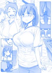 Rule 34 | &gt;:(, 2girls, :d, ?, ^ ^, ai-chan (tawawa), blue theme, blush, braid, breasts, clenched hands, clipboard, closed eyes, comic, closed eyes, frown, getsuyoubi no tawawa, gym uniform, headpat, height conscious, himura kiseki, imagining, large breasts, loafers, measuring, monochrome, multiple girls, open mouth, original, pantyhose, physical examination, shirt, shoes, unworn shoes, short hair, side braid, silent comic, smile, socks, squiggle, standing, thought bubble, tiptoes, trembling, uwabaki, v-shaped eyebrows, volley-bu-chan (tawawa)