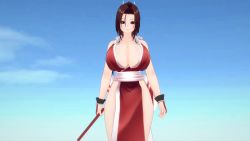 Rule 34 | 1girl, 3d, animated, bopsomeelks, bouncing breasts, breasts, cleavage, fatal fury, hand fan, highres, huge breasts, koikatsu (medium), kunoichi, large breasts, long hair, looking at viewer, ninja, ponytail, self-upload, shiranui mai, snk, solo, tagme, the king of fighters, video, walking, video