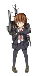 Rule 34 | &gt;:(, 10s, 1girl, black pantyhose, black skirt, blazer, brown hair, frown, full body, jacket, kantai collection, loafers, long sleeves, looking away, machinery, necktie, official art, orange eyes, pantyhose, pleated skirt, shoes, short hair, skirt, solo, standing, transparent background, turret, v-shaped eyebrows, wakaba (kancolle), yadokari (migihashi)