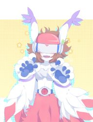 Rule 34 | belt, blush, claws, covered eyes, digimon, feathers, highres, mask, silphymon