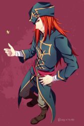 Rule 34 | 1boy, bandages, coin, coin flip, fire emblem, fire emblem: the sacred stones, fire emblem heroes, hat, joshua (fire emblem), kazame, long hair, looking at viewer, male focus, nintendo, red eyes, red hair, smile, solo