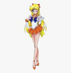 Rule 34 | 1990s (style), 1girl, aino minako, back bow, bare legs, bishoujo senshi sailor moon, bishoujo senshi sailor moon supers, blonde hair, blue eyes, bow, brooch, choker, elbow gloves, full body, gloves, hair bow, hand on own hip, heart, heart brooch, high heels, jewelry, legs, long hair, long legs, looking at viewer, magical girl, miniskirt, non-web source, official art, one eye closed, orange choker, orange footwear, orange sailor collar, orange skirt, pleated skirt, retro artstyle, sailor collar, sailor senshi, sailor venus, simple background, skirt, solo, standing, star (symbol), star choker, strappy heels, tiara, white background