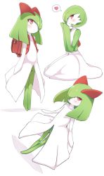 Rule 34 | 2girls, arms at sides, backpack, bag, closed mouth, collarbone, colored skin, creatures (company), dot mouth, dutch angle, female focus, flat chest, full body, game freak, gardevoir, gen 3 pokemon, green hair, green skin, hair over one eye, hands up, happy, heart, highres, kirlia, legs, legs together, looking at viewer, medium hair, multicolored skin, multiple girls, multiple views, nintendo, one eye covered, own hands together, pokemon, pokemon (creature), randoseru, red bag, red eyes, ripu (lipi), sidelocks, simple background, sitting, smile, speech bubble, split mouth, spoken heart, standing, two-tone skin, white background, white skin, yokozuwari