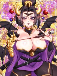 Rule 34 | 1girl, breasts, cleavage, demon, demon girl, digimon, digimon (creature), fallen angel, highres, huge breasts, lilithmon, mark of evil, solo, wings