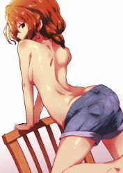 Rule 34 | 1girl, arched back, ass, baba konomi, blue eyes, braid, breasts, brown hair, butt crack, highres, idolmaster, idolmaster million live!, long hair, looking at viewer, nadare, single braid, solo, solo focus, spread legs