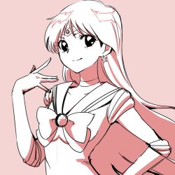 Rule 34 | 1girl, bishoujo senshi sailor moon, choker, detached sleeves, earrings, eyelashes, gloves, happy, hino rei, jewelry, long hair, looking at viewer, magical girl, red background, ribbon, sailor mars, shirt, simple background, sketch, smile, solo, standing, tsukikage oyama