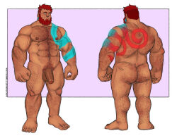 Rule 34 | 1boy, abs, arm hair, ass, ass hair, back hair, bara, beard, blue eyes, body hair, body markings, character sheet, chest hair, commission, completely nude, facial hair, final fantasy, final fantasy xiv, flaccid, foreskin, full body, girthy penis, glowing tattoo, growlygruntz, hairy, large feet, large hands, large pectorals, large penis, leg hair, male focus, male pubic hair, mature male, multiple views, muscular, muscular male, navel hair, nipples, nude, pectorals, penis, pubic hair, red hair, roegadyn, short hair, smile, standing, stomach, thick arms, thick thighs, thighs, veins, veiny arms, warrior of light (ff14)