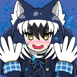 Rule 34 | animal ears, dire wolf (kemono friends), gloves, kemono friends, kemono friends v project, necktie, shirt, skirt, tail, virtual youtuber