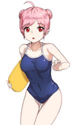 Rule 34 | 1girl, ahoge, bad id, bad pixiv id, competition school swimsuit, kfr, one-piece swimsuit, original, pink hair, red eyes, school swimsuit, short hair, solo, swimsuit