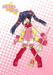 Rule 34 | black hair, boots, gloves, highres, kooh, long hair, magical girl, pangya, red eyes, ribbon, star (symbol), twintails