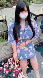 Rule 34 | 1girl, asian, black hair, chouzuki maryou, highres, japanese clothes, kimono, mask, photo (medium), plump, solo