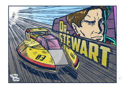 Rule 34 | 1boy, action, aircraft, artist name, blue eyes, border, brown hair, character name, close-up, closed mouth, dr. stewart, f-zero, flying car, golden fox, highres, hover vehicle, jrcomicart, male focus, nintendo, race vehicle, science fiction, solo, speed lines, vehicle focus, white border