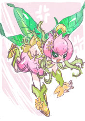 Rule 34 | 1girl, absurdres, digimon, fairy, flying, highres, lilimon, monster girl, petals, plant, plant girl, solo, thorns
