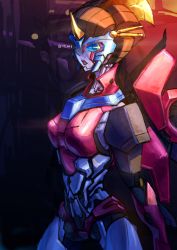 Rule 34 | 1girl, absurdres, autobot, blue eyes, breasts, glowing, glowing eyes, highres, lips, lipstick, looking at viewer, machine, machinery, makeup, mecha, mecha girl, mecha musume, mechanical wings, medium breasts, no humans, oberon826, open mouth, personification, robot, transformers, windblade, windblade (transformers), wings