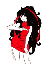 Rule 34 | 1girl, azami (kagerou project), black hair, chiyozaka, cleavage cutout, clothing cutout, snake hair, kagerou project, long hair, meme attire, open-chest sweater, red eyes, ribbed sweater, ribbon, scales, sweater, turtleneck, very long hair