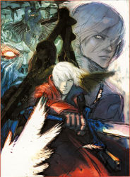Rule 34 | blue eyes, capcom, coat, concept art, devil bringer, devil may cry, devil may cry (series), devil may cry 4, gloves, male focus, nero (devil may cry), official art, red queen (sword), sword, trench coat, tsuchibayashi makoto, weapon, white hair