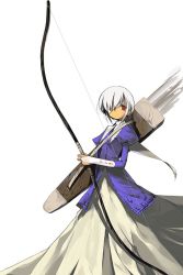 Rule 34 | bow (weapon), original, red eyes, short hair, solo, weapon, white hair, yaegashi nan