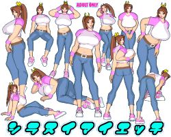 Rule 34 | 1girl, 3d, bent over, breasts, brown hair, concept art, denim, fatal fury, huge breasts, jyubei, lowres, lying, mdriff, navel, shiranui mai, shoes, snk, standing, the king of fighters