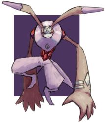 Rule 34 | andiramon, angry, animal ears, artist request, digimon, digimon (creature), evil, full body, horns, jumping, looking at viewer, no humans, rabbit ears, red eyes, solo