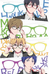 Rule 34 | 10s, 4boys, blue hair, free!, glasses, hazuki nagisa, male focus, multiple boys, nanase haruka (free!), purple eyes, ryuugazaki rei, tachibana makoto