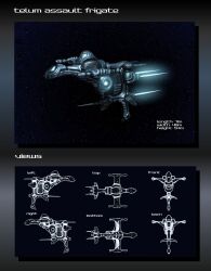 Rule 34 | 3d, advanced ship (eve online), assault ship (eve online), commentary, concept art, eve online, flying, frigate (eve online), from side, gallente federation (eve online), glowing, highres, military vehicle, multiple views, no humans, original, outdoors, science fiction, sky, space, spacecraft, spaceship, star (sky), starry sky, tech 2 ship (eve online), thrusters, toneloperu, vehicle focus