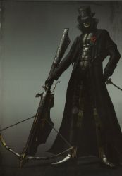Rule 34 | 1boy, bow (weapon), coat, collared jacket, crossbow, dark souls (series), dark souls i, flower, from software, goth fashion, hat, highres, jacket, male focus, official art, rose, scan, smile, solo, sword, thigh strap, weapon