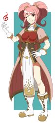 Rule 34 | 1girl, absurdres, adricarra, armor, artist name, boots, breastplate, brown eyes, capelet, cross-laced footwear, dress, fire, fire emblem, fire emblem echoes: shadows of valentia, full body, gloves, hair rings, hand on own hip, highres, looking at viewer, mae (fire emblem), nintendo, one eye closed, pelvic curtain, pink hair, short hair, simple background, smile, solo, standing, transparent background, twintails, white gloves