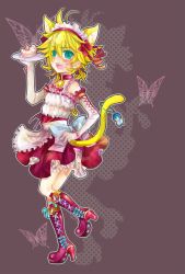 Rule 34 | 1boy, animal ears, apron, bad id, bad pixiv id, bell, blonde hair, blue eyes, blush, boots, bug, butterfly, cake, collar, crossdressing, elbow gloves, food, frills, gloves, hair ribbon, hairband, bug, kagamine len, kaito (vocaloid), male focus, pastry, plate, ribbon, shigaraki (strobe blue), skirt, solo, tail, trap, vocaloid
