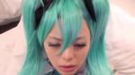 Rule 34 | 1boy, 1girl, ahegao, animated, aqua hair, asian, clothed sex, cosplay, costume, cum, cum in mouth, facial, green hair, hatsune miku, hatsune miku (cosplay), hetero, licking, long hair, looking at viewer, mizuna rei, on back, penis, photo (medium), pov, pussy, sex, tagme, thighhighs, tongue, twintails, uncensored, vaginal, video, vocaloid, video