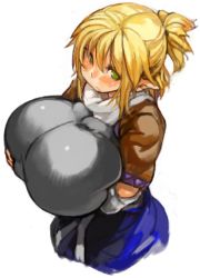 Rule 34 | 1girl, breast hold, breasts, crossed arms, gigantic breasts, mizuhashi parsee, sachito, simple background, solo, touhou