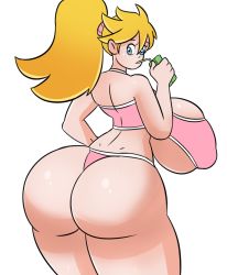 Rule 34 | 10s, 1girl, artist request, ass, bikini, blonde hair, blue eyes, breasts, from behind, huge ass, huge breasts, long hair, looking back, panty &amp; stocking with garterbelt, panty (psg), ponytail, sideboob, solo, swimsuit, thick thighs