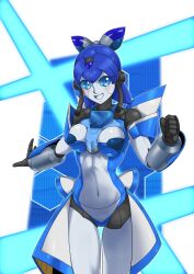 Rule 34 | 1girl, absurdres, android, blue eyes, blue hair, borrowed character, breasts, clenched hand, doll joints, eyelashes, highres, humanoid robot, joints, mechanical arms, mechanical legs, navel, open mouth, original, robot, robot girl, virtual youtuber, yuuyatails
