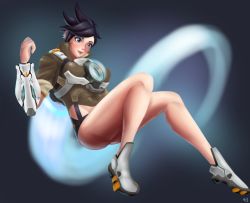 Rule 34 | black hair, brown eyes, danichi, formal, glasses, open mouth, overwatch, overwatch 1, short hair, suit, tracer (overwatch)