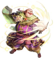 Rule 34 | 1boy, bald, book, bow, cape, facial hair, fat, fat man, fire emblem, fire emblem: radiant dawn, fire emblem heroes, full body, gem, grey eyes, highres, jewelry, long hair, low ponytail, male focus, mustache, nintendo, official art, oliver (fire emblem), open mouth, red hair, ring, solo, sparkle, transparent background