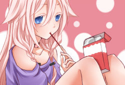 Rule 34 | 1girl, bare shoulders, braid, colored eyelashes, eating, food, ia (vocaloid), long hair, mouth hold, pink hair, pocky, solo, twin braids, vocaloid, yayoi (egoistic realism)