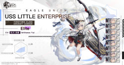 Rule 34 | 1girl, aged down, aircraft, airplane, azur lane, bird, black footwear, bow (weapon), character name, chick, child, collared shirt, compound bow, copyright name, douya (233), eagle union (emblem), expressions, f4f wildcat, flight deck, full body, grey eyes, hat, highres, kneehighs, little enterprise (azur lane), long hair, long sleeves, manjuu (azur lane), mary janes, official art, overall skirt, peaked cap, promotional art, rigging, sbd dauntless, shirt, shoes, silver hair, socks, solo, very long hair, weapon, white hat, white shirt, white socks