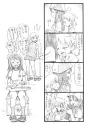 Rule 34 | 10s, 4koma, adapted costume, aki (girls und panzer), angry, bbb (friskuser), beamed quavers, bottle, closed eyes, comic, commentary request, girls und panzer, greyscale, head on back, highres, instrument, kantele, loafers, long hair, looking back, low twintails, md5 mismatch, mika (girls und panzer), monochrome, music, musical note, one eye closed, open mouth, playing instrument, pleated skirt, rock, school uniform, sharp teeth, shirt, shoes, short sleeves, shouting, sitting, sitting on rock, skirt, smile, speech bubble, spray bottle, surprised, sweatdrop, sweater vest, t-shirt, teeth, translation request, trash can, twintails