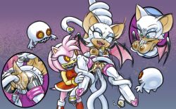Rule 34 | 2girls, amy rose, anal, animal ears, animal nose, anus, arms behind head, arms up, ass, bare shoulders, bat ears, bat girl, bat wings, between breasts, black bodysuit, blue eyes, blue eyeshadow, blush, body fur, bodysuit, boots, breasts, breasts out, clitoral hood, colored sclera, corruption, covered erect nipples, dark persona, dress, evil smile, eyeshadow, female focus, from behind, furrowed brow, furry, furry female, ghost, gloves, hairband, half-closed eyes, hand up, happy, heart, high heels, knee boots, leg up, looking at another, looking up, makeup, medium breasts, motion lines, multicolored eyes, multiple girls, multiple views, nipples, nose blush, open mouth, oral, pink fur, pink hair, pink wings, possessed, possession, pussy, pussy juice, pussy juice drip, red dress, red eyes, red footwear, red sclera, restrained, ringed eyes, rockthebull, rolling eyes, rouge the bat, sharp teeth, short dress, short hair, sidelocks, sleeveless, sleeveless dress, smile, sonic (series), spread legs, suspension, tail, tears, teeth, tentacle sex, tentacles, thigh boots, torn bodysuit, torn clothes, trembling, uncensored, vaginal, white footwear, white fur, white gloves, white hair, white hairband, wings, yellow eyes