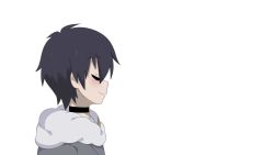 Rule 34 | 10s, 1boy, animated, animated gif, black hair, blue eyes, blush, coat, darling in the franxx, from side, fur trim, grey coat, hiro (darling in the franxx), male focus, short hair, solo, teacaku, winter clothes, winter coat