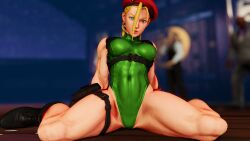 Rule 34 | 1girl, 3d, absurdres, antenna hair, arm support, bare shoulders, blonde hair, blue eyes, braid, breasts, cammy white, covered navel, curvy, full body, gloves, green leotard, hat, highleg, highleg leotard, highres, kneeling, legs apart, leotard, lips, long hair, looking at viewer, medium breasts, red gloves, red hat, ryona, screencap, shiny clothes, sitting, solo, spread legs, standing, street fighter, street fighter v, thighs, third-party edit, thong leotard, twin braids, very long hair, wide hips