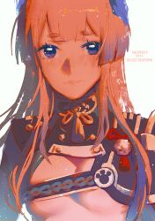 Rule 34 | 1girl, blue hair, blush, breasts, closed mouth, colored tips, cosplay, double-parted bangs, genshin impact, gorou (genshin impact), gorou (genshin impact) (cosplay), hair ornament, highres, light smile, lips, long hair, looking at viewer, medium breasts, multicolored hair, pink hair, purple eyes, sangonomiya kokomi, skindentation, solo, straight-on, two-tone hair, underboob, upper body, valerieks