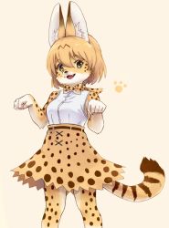 Rule 34 | 10s, animalization, artist request, brown eyes, brown hair, furry, highres, kemono friends, open mouth, serval