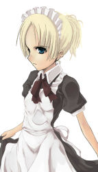 Rule 34 | 1girl, aqua eyes, blonde hair, blue eyes, maid, maid headdress, ooyari ashito, ponytail, short hair, solo