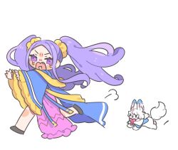 Rule 34 | 1girl, anko omotimoti, chinese clothes, crying, crying with eyes open, fate/grand order, fate (series), fou (fate), full body, hanfu, long hair, open mouth, purple eyes, purple hair, running, scared, simple background, tears, very long hair, white background, wu zetian (fate)