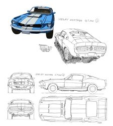 Rule 34 | absurdres, car, ford, ford mustang, ford mustang (1st generation), gunsmith cats, highres, mechanical, motor vehicle, no humans, official art, production art, production note, scan, shelby gt500, sugiura kouji, traditional media, vehicle focus
